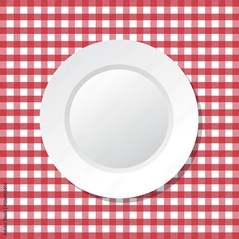 vector illustration of red tablecloth and empty plate vector illustration of red tablecloth and empty plate