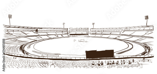 Obraz na płótnie Sketch of cricket stadium in vector. w salonie