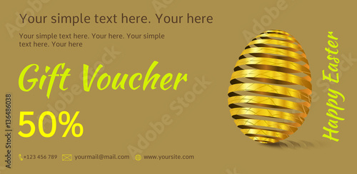 Holiday gift voucher. Easter coupon sales.