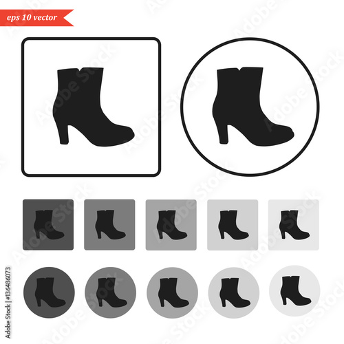 set of fashionable female ankle boots with heels, vector, illustration