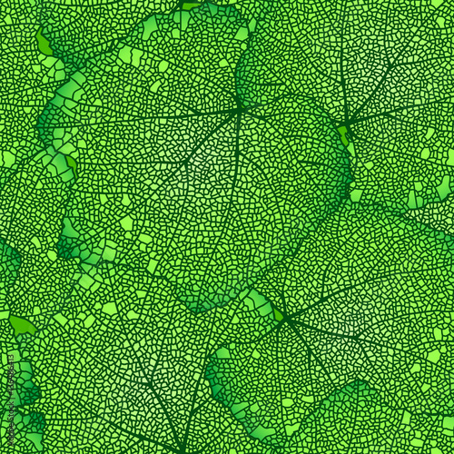 Green seamless leaves pattern