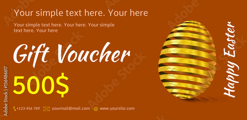 Holiday gift voucher. Easter coupon sales.