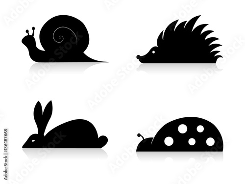 Set of simple animal and ladybird icons  photo