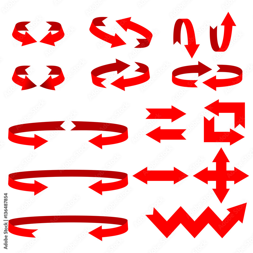 Set of red arrows on a white background Set of red arrows on a white background