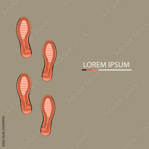 footprints of classic sneakers with copy space, vector, illustration