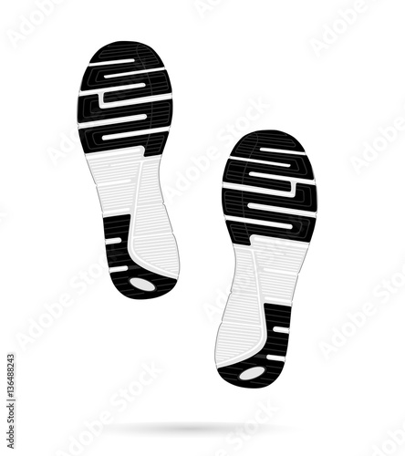pair footprints of classic sneakers  vector  illustration 
