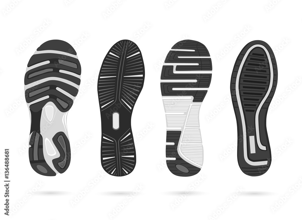 Collection footprints of classic sneakers, vector, illustration Collection footprints of classic sneakers, vector, illustration
