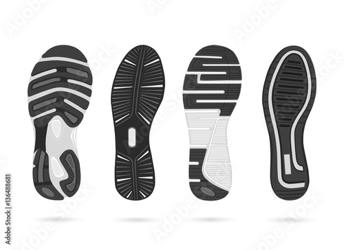 Collection footprints of classic sneakers, vector, illustration