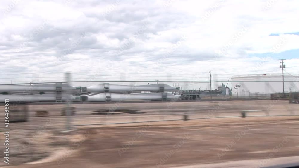side window driving view of an industrial park at the port side window driving view of an industrial park at the port