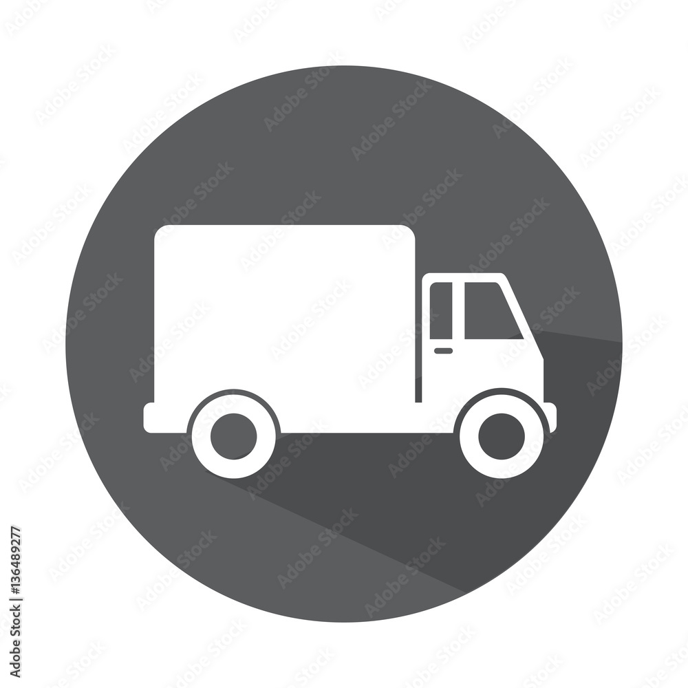 grayscale circle with truck with wagon vector illustration grayscale circle with truck with wagon vector illustration