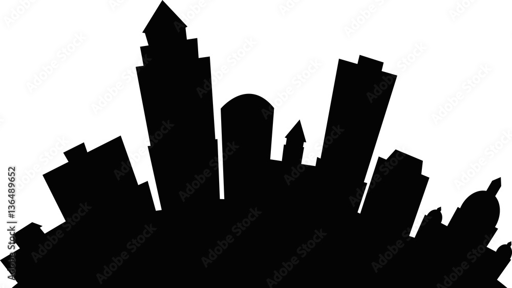Cartoon skyline silhouette of the city of Des Moines, Iowa, USA.