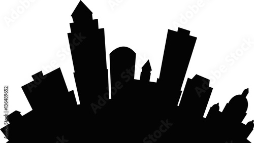 Cartoon skyline silhouette of the city of Des Moines, Iowa, USA.