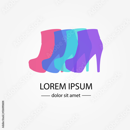four fashionable female high heel boots, vector, illustration