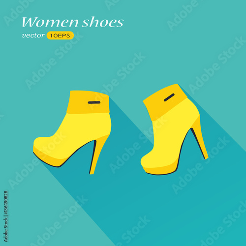 pair of fashionable female high heel boots, vector, illustration