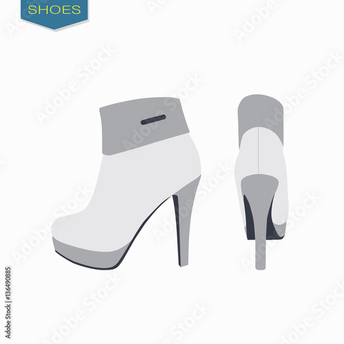 pair of fashionable female high heel boots, vector, illustration