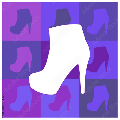 set of fashionable female high heel boots, vector, illustration