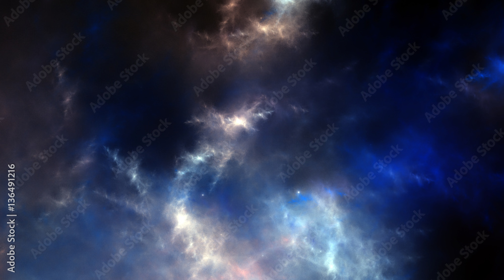 Fractal Blue Thunderclouds - Fractal Background
