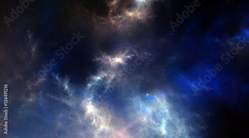 Fractal Blue Thunderclouds - Fractal Background 
