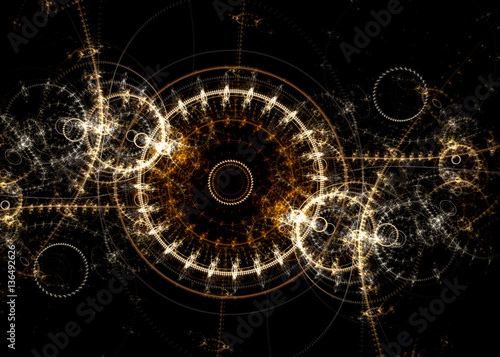 Obraz na plátně SteamPunk Fractal Background   - Universe Clockwork  Fractal Art
