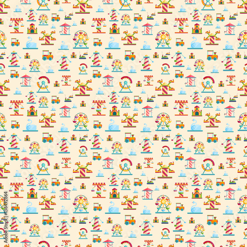 Attraction seamless pattern vector