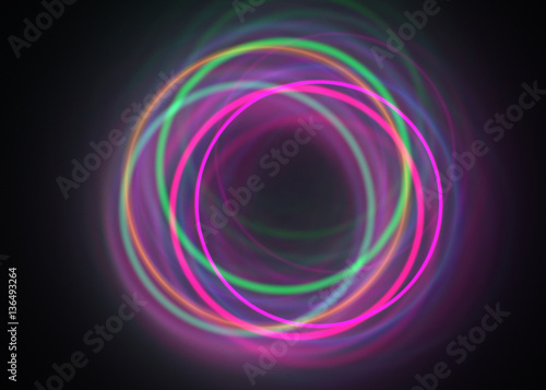Neon Shining Rings - Fractal Art 