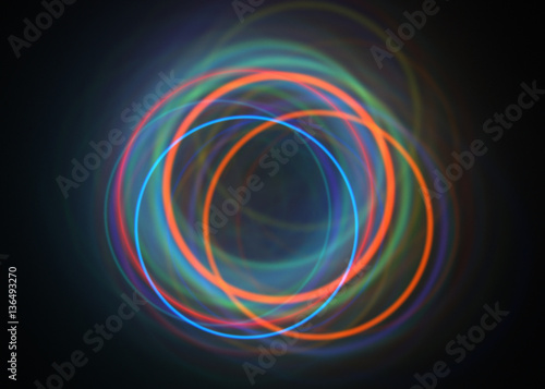 Neon Shining Rings - Fractal Art 