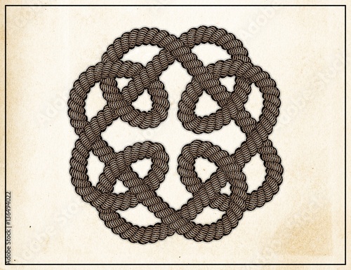 Round Celtic knot   - halftone  vintage   poster