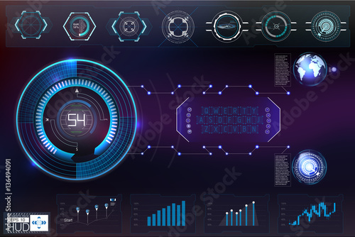 HUD background outer space. Infographic elements.Digital data, business abstract background.   Infographic elements. Futuristic user interface.