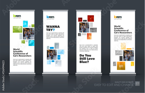 Abstract business vector set of modern roll Up Banner stand desi