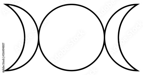 Religious sign. Wicca and Neopaganism. Triple Goddess. Vector 