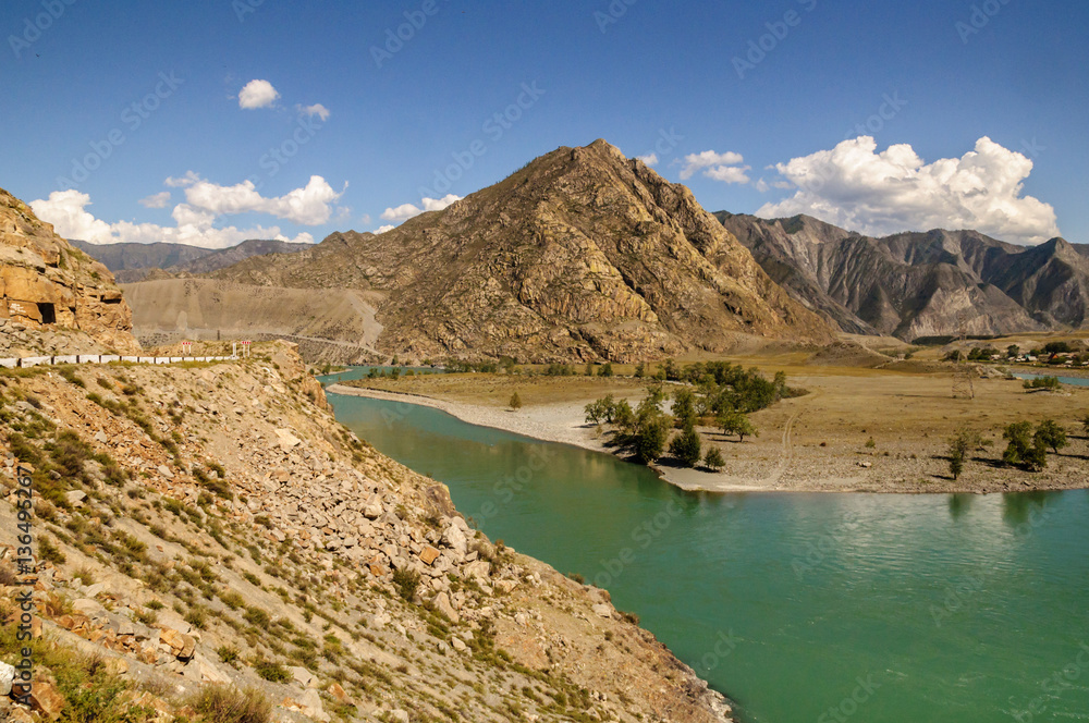 Mountains and river of Altai, the great nature of Russia