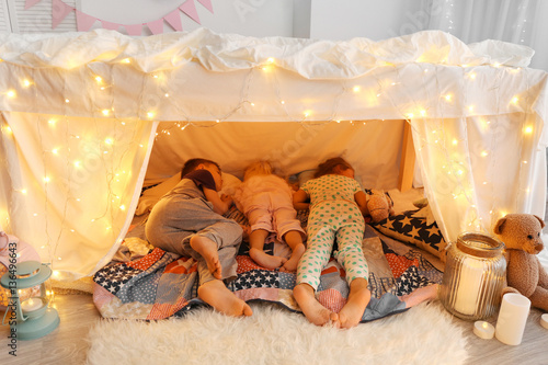 Cute little children sleepi...