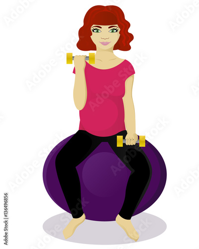 Pregnant woman on fitball