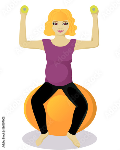 Pregnant woman on fitball
