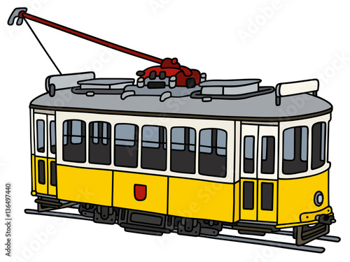 Classic yellow electric tramway