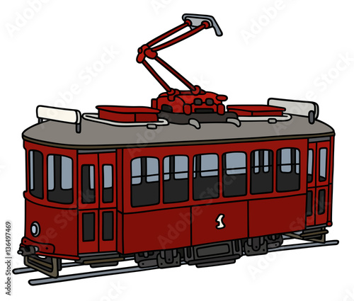 Vintage dark red tramway