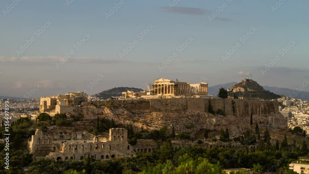 Acropolis Parthenon view before sunset, Athens, Greece, Wide Lens Shot , Timelapse Acropolis Parthenon view before sunset, Athens, Greece, Wide Lens Shot , Timelapse