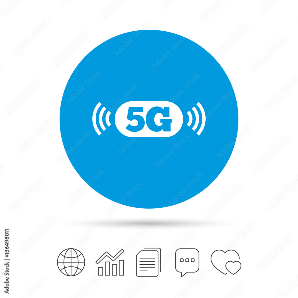 5G sign. Mobile telecommunications technology.