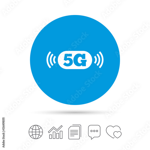 5G sign. Mobile telecommunications technology.