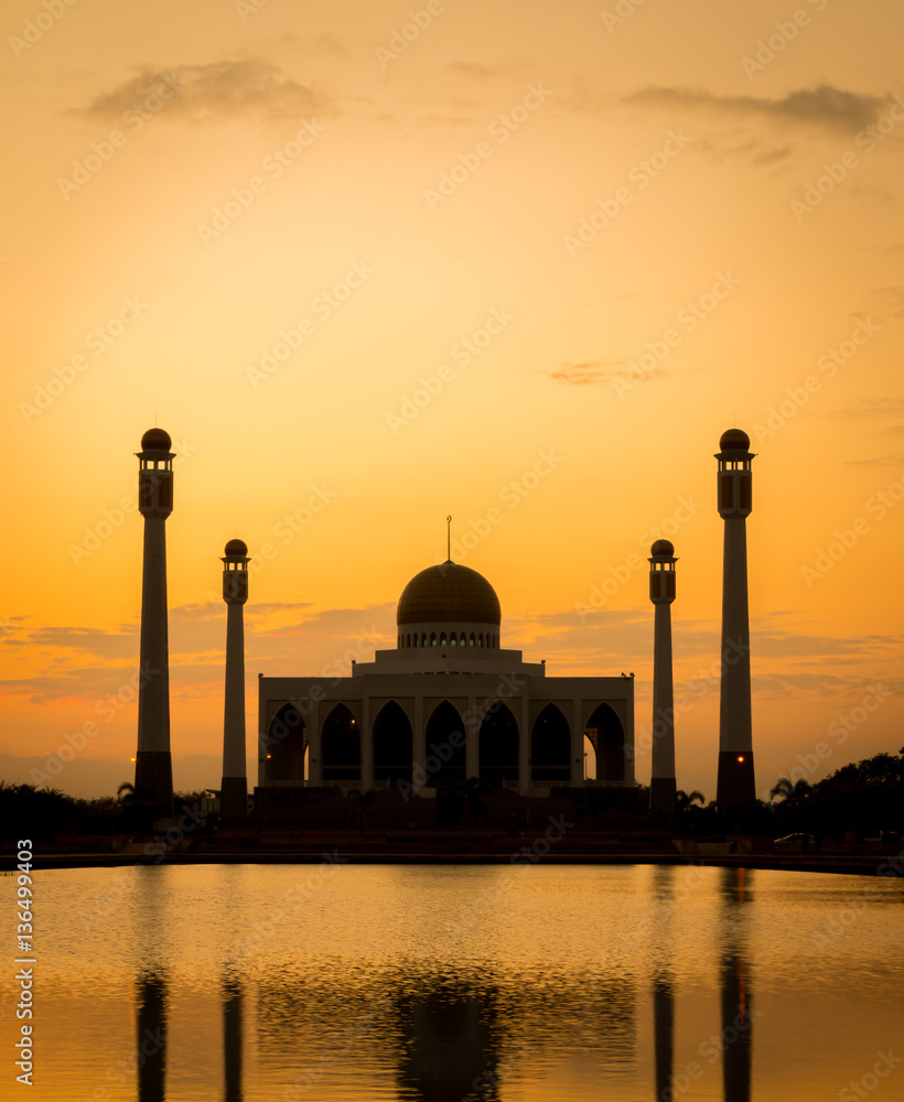 vintage tone of mosque at the sunset time