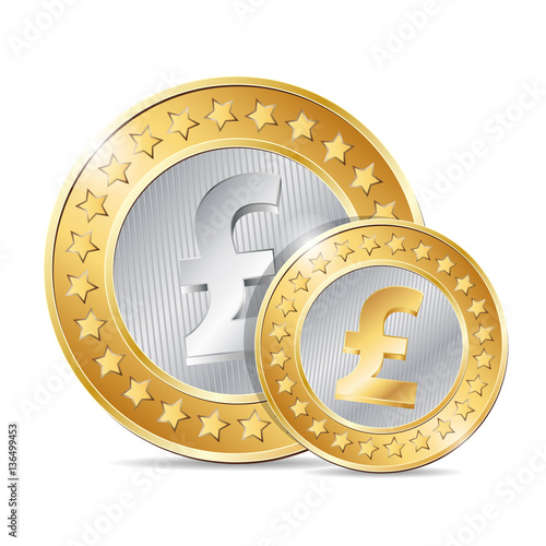 vector illustration of two coins with pound sign
