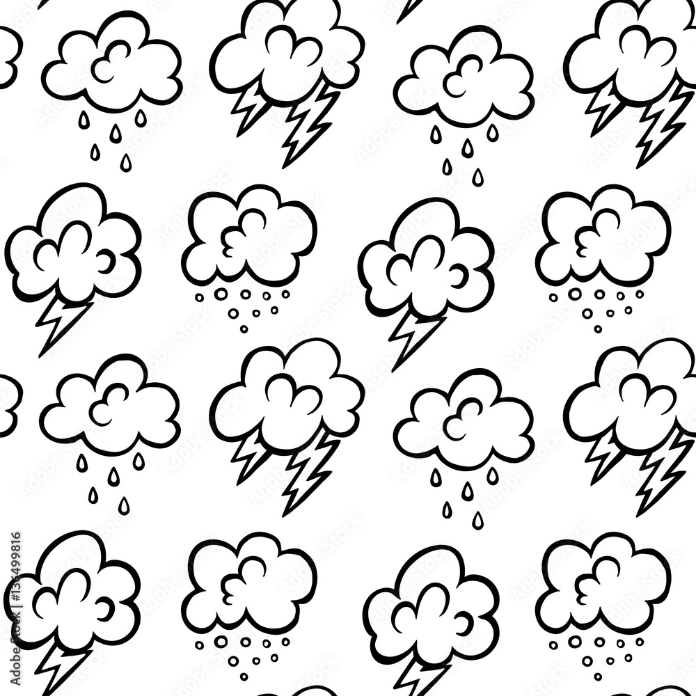 Hand drawn cloud vector seamless pattern Hand drawn cloud vector seamless pattern
