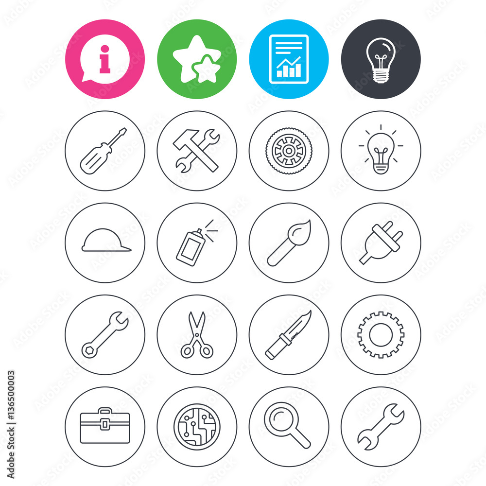 Repair tools icons. Hammer with wrench key. Repair tools icons. Hammer with wrench key.