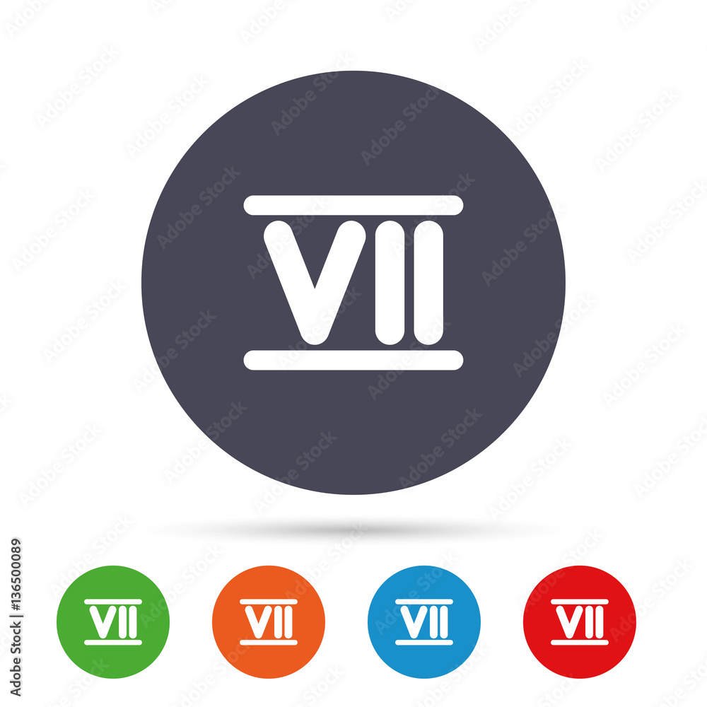 Roman numeral seven icon. Roman number seven sign. Roman numeral seven icon. Roman number seven sign.