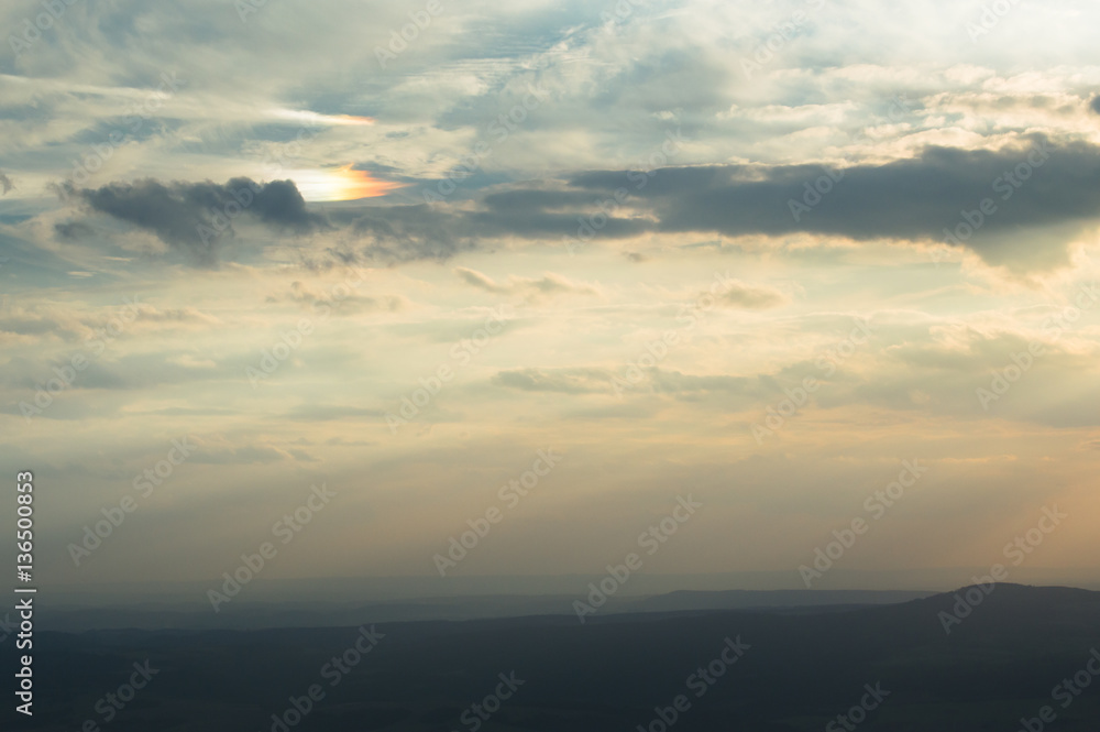 Fototapeta premium Circumzenithal arc cold night in the mountains at sunset