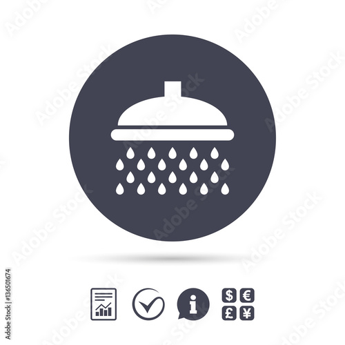 Shower sign icon. Douche with water drops symbol.