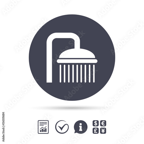 Shower sign icon. Douche with water drops symbol.