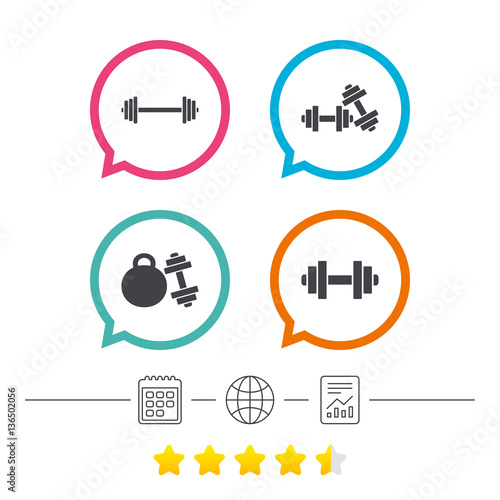 Dumbbells icons. Fitness sport symbols.