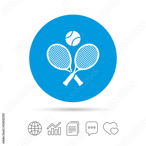 Tennis rackets with ball sign icon. Sport symbol.