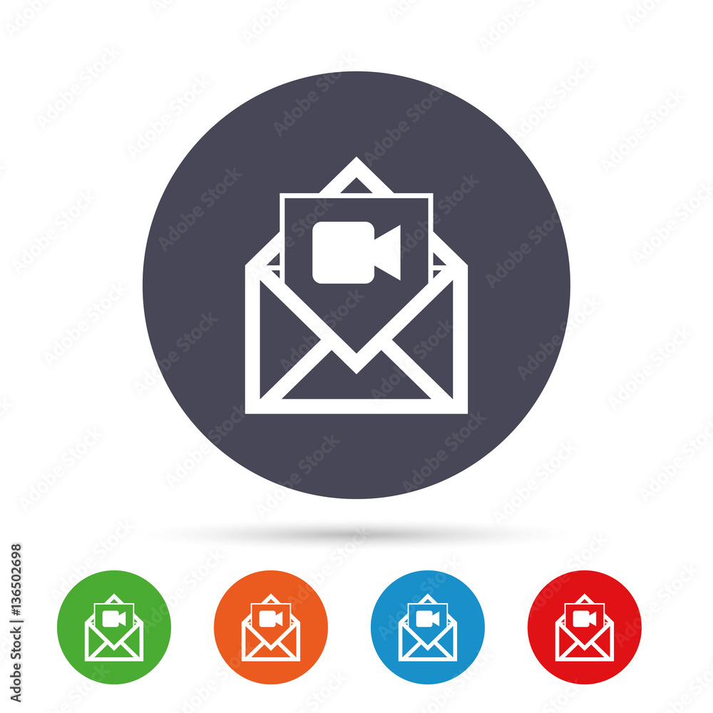 Video mail icon. Video camera symbol. Message. Video mail icon. Video camera symbol. Message.